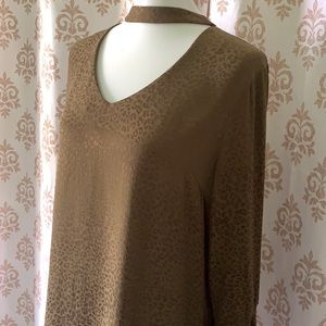 DREW brown leopard print texture bell sleeves M